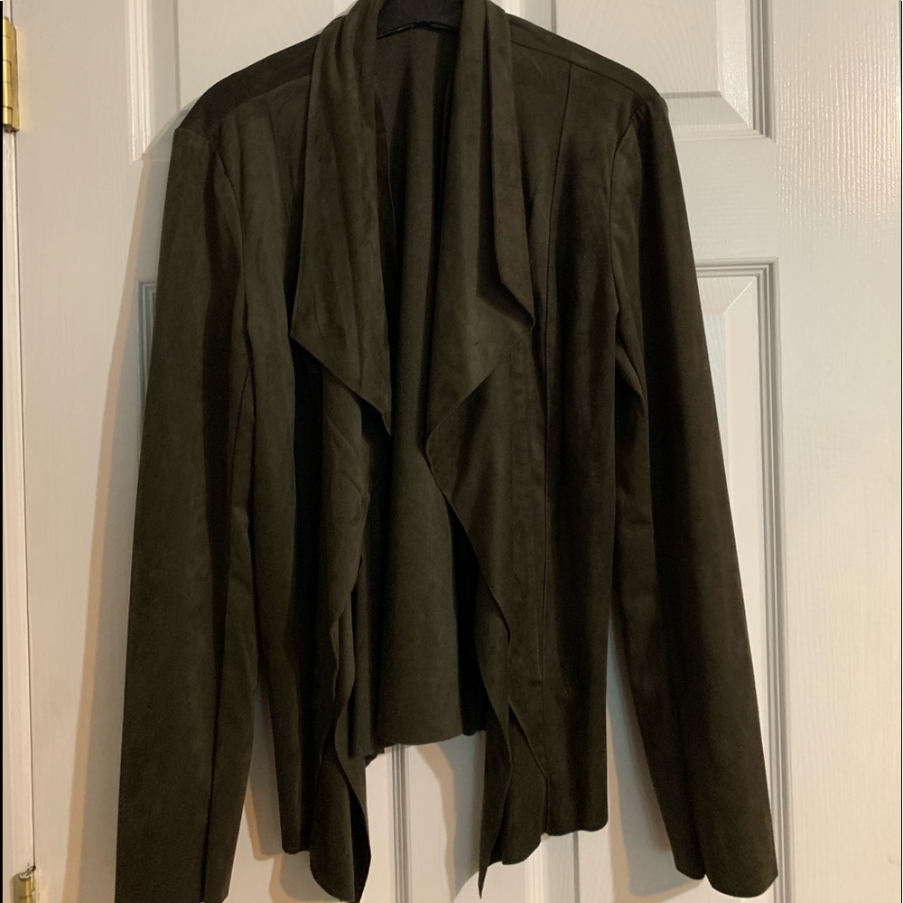 Faux Leather jacket with ruffle details in front